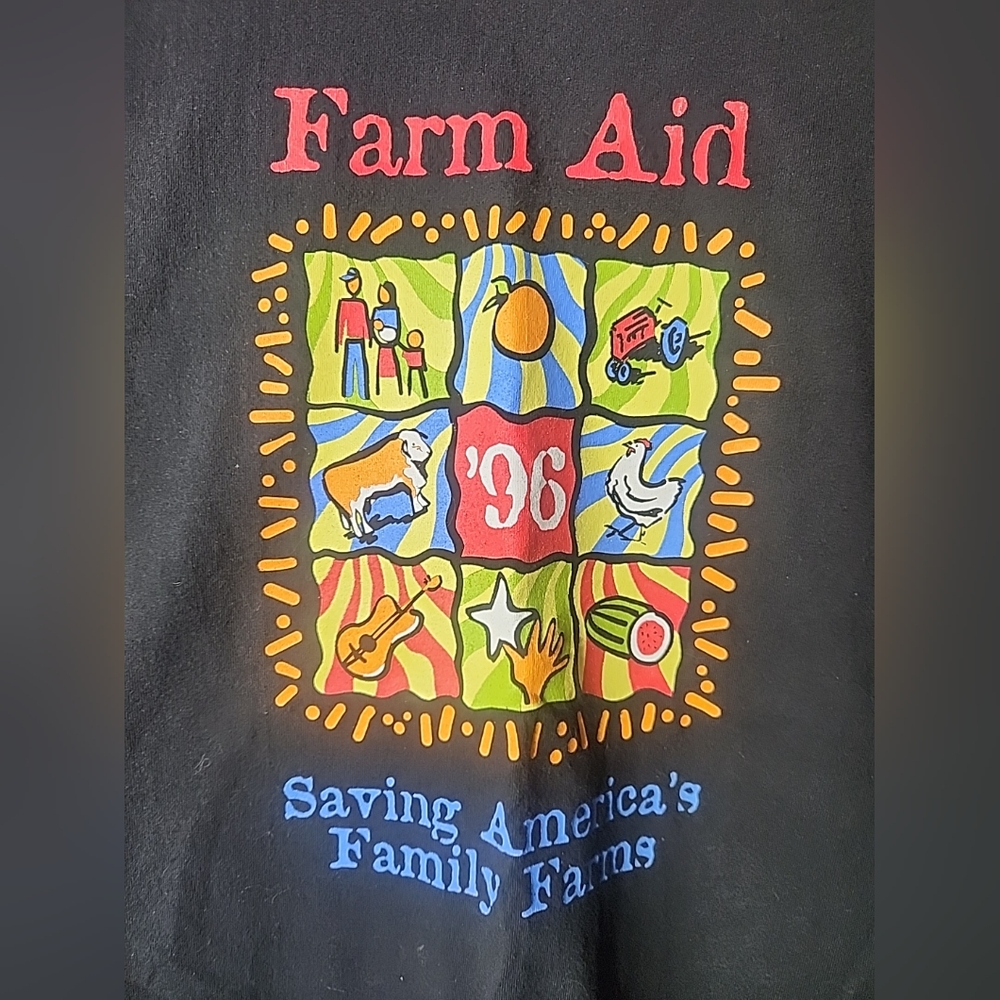 Vtg 1996 Farm Aid Festival T-Shirt Like New Wille Nelson Hottie Beach Boys